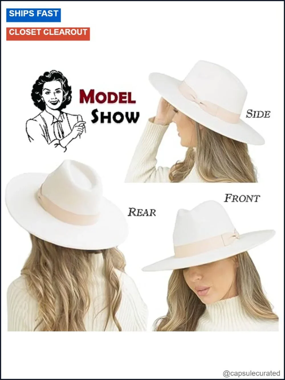 Wide Brim Felt Fedora Hat Women Western Rancher Country Music Festival